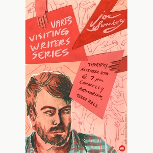 An illustration of Joe Swanberg for the Visiting Writers Series made by Julia Barnes BFA '19
